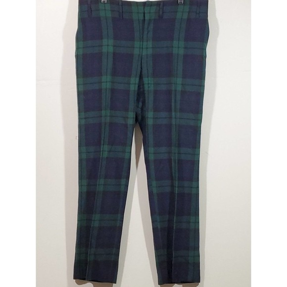 Scotch Green Plaid Tartan Wool Men's Pants For Crafting - Picture 1 of 8